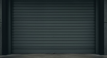 Grey Steel Rolling Door Industrial Background - Modern, secure, industrial, metallic, textured. Symbolizing safety, strength, protection, privacy, and urban design