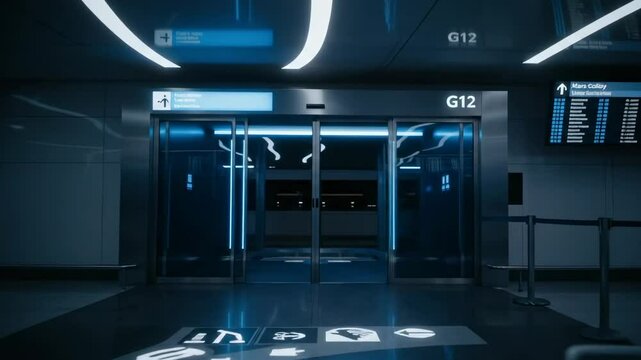 Empty Airport Gate G12 with Modern Seating Area Awaiting Travelers for Departure.