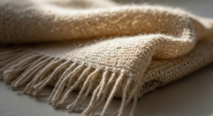Closeup woven textile with fringe