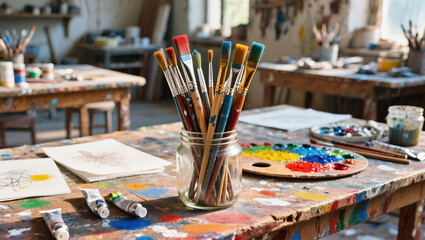 table set for a art party