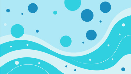 Minimalist vector background with bold wavy lines and scattered circles on light blue flat design JPG