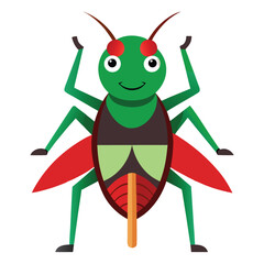 green bug with red head