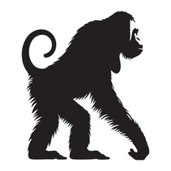 Minimalist Black Orangutan Silhouette Front View