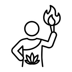line icon man with torch on white background vector
Vector line icon on white background