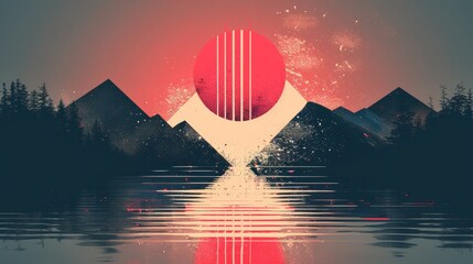 Abstract Pink and Red Cross Mark with Brush Strokes on a Dark Background
