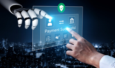 AI confirms secure payment transaction, verifying user identity, processing order, and authorizing...