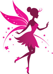 Fototapeta premium Silhouette of a Magical Fairy in Flight Vector Illustration