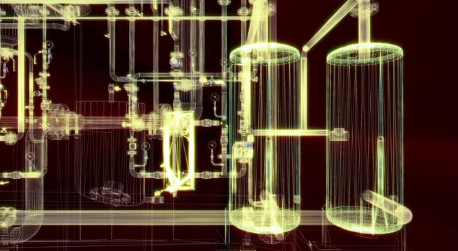Industrial Boiler Room &ndash; Large-Scale 3D Rendering of Mechanical Equipment and Piping System