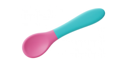 Colorful baby spoon with pink and turquoise handle  
