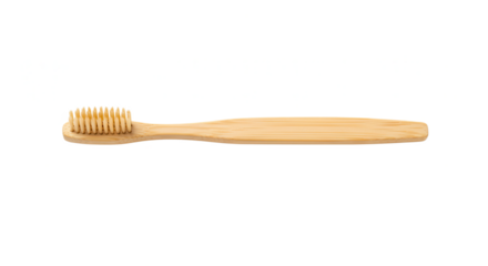 Bamboo toothbrush with soft bristles on white background  
