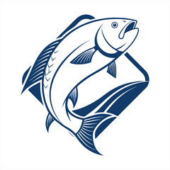 Creative Abstract Fish Logo with Dynamic Wave Elements