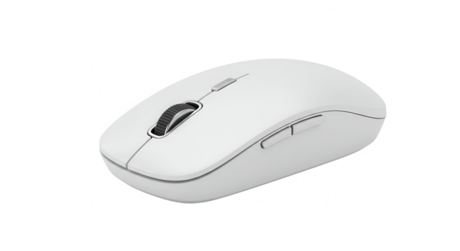 Wireless white computer mouse on white background  