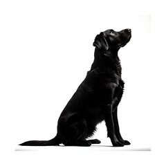 Black Silhouette of a Sitting Dog Looking Up