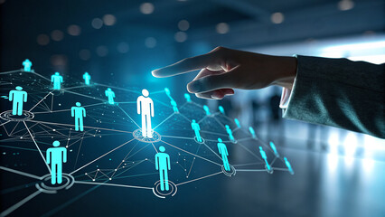 Global business network with diverse people on a digital world map, illustrating finance and communication technology