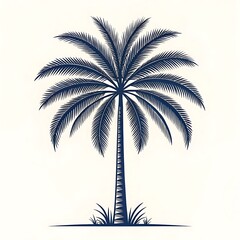 Vibrant illustration of a tropical palm tree against a white background.