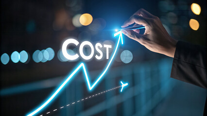 Global digital network business concept, a hand touching a stock market graph on a screen