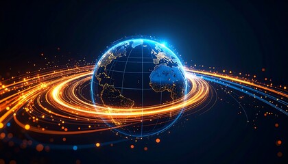 Globe, swirling, energy, digital, earth
