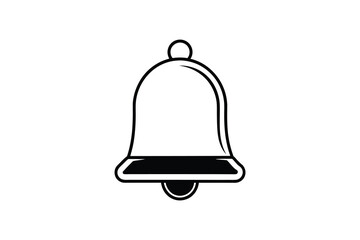 Notification Bell Icon in Black and White Silhouette