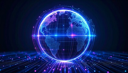 Globed digital network, vibrant hues