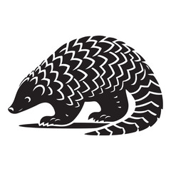 Minimalist Black Pangolin Silhouette Curled Up