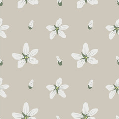 Fototapeta premium Seamless floral pattern with white flowers. Floral vector repeat for packaging and fabric