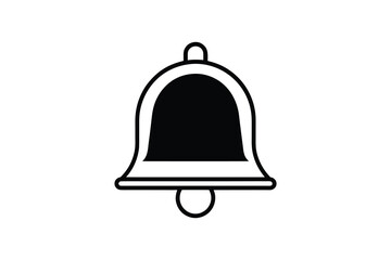 Simple Bell Icon Vector Illustration in Black and White Silhouette