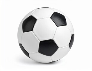 Fototapeta premium raditional black and white soccer ball with hexagon and pentagon panels, isolated on white