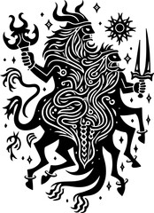 Fototapeta premium warrior, tribal Fantasy God and Deity tattoo design vector graphics