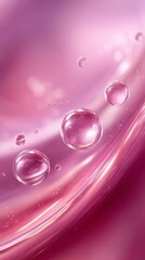 Pink Bubbles, Abstract Background, Liquid, Glossy, Shiny, Smooth, Texture, Fluid, Drops, Macro