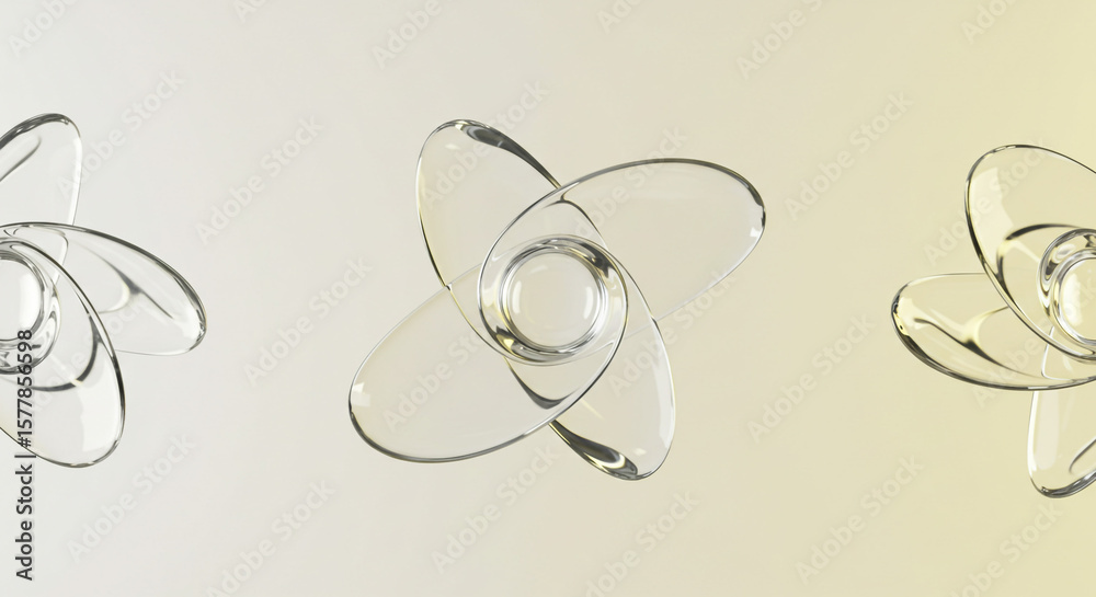 Fototapete a minimalist rendering of three glass floral shapes on a soft gradient background design concept