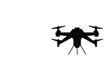 Drone Silhouette on White Background Aerial Technology and Innovation silhouette