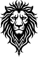 Obraz premium Majestic Lion Head Tribal Tattoo | Vector Silhouette Design