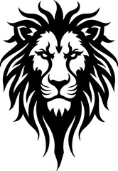 Obraz premium Majestic Lion Head Tribal Tattoo | Vector Silhouette Design