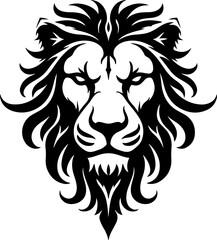 Obraz premium Majestic Lion Head Tribal Tattoo | Vector Silhouette Design