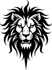 Obraz premium Majestic Lion Head Tribal Tattoo | Vector Silhouette Design
