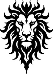 Fototapeta premium Majestic Lion Head Tribal Tattoo | Vector Silhouette Design