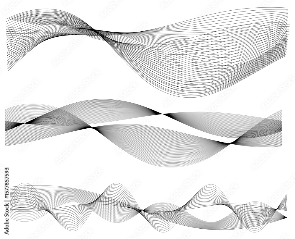 Poster design elements. wave of many sparkling lines. abstract circle glow wavy shape on a white background