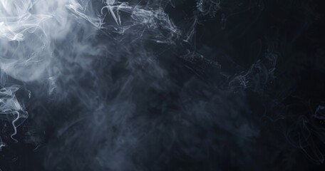Billowing White Smoke or Fog Against a Dark, Moody Background