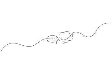 Continuous one line art drawing speech bubble square shape minimalist single line unique message chat and dialogue box vector illustration.