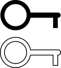 Silueta de llave en blanco y negro. Icono para sitio web, app y folleto.