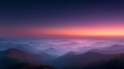 Fototapeta premium Sunset, Mountains, Stars, Dusk, Landscape, Nature, Sky, Purple, Orange, Blue