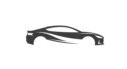 Obraz premium Sleek, stylized vector illustration of a modern sports car in profile, featuring dynamic lines suggesting speed and motion.