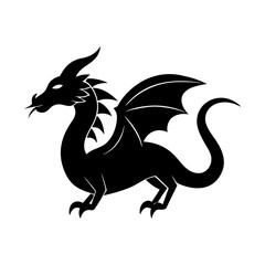 Obraz premium Winged reptile creature vector mythical beast illustration silhouette