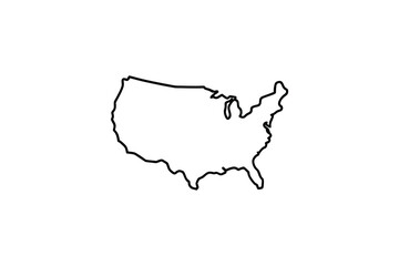 United States of America Outline Map Black and White Silhouette
