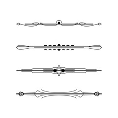 Set Black Simple Line Collection Doodle Border Elements Vector Design Style Sketch Isolated Illustration For Banner