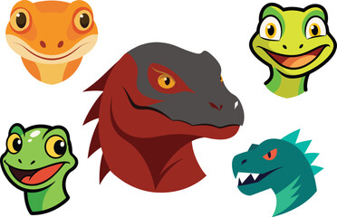 Obraz premium Gecko Head Color Vector Illustration