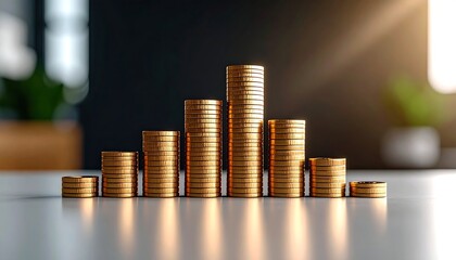 Gold coins stacked in a graph