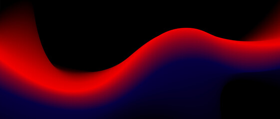 Abstract black background with blue and red gradient and waves isolated on a black. Vector illustration of background.