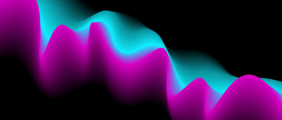 Abstract purple background with light blue and magenta gradient and waves isolated on a black background. Vector illustration of background.	
