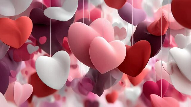 Heart-shaped decorations, multiple colors